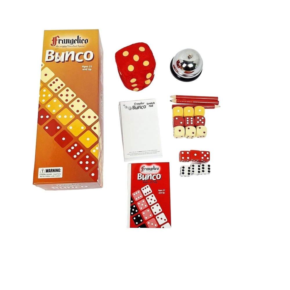 Frangelico Hazelnut Liqueur Bunco Game Set Branded Promotional Dice Bell Rules